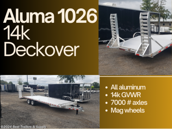 2024 Aluma 1026 SUPER h 14K 102x26 aluminum flatbed trailer atv ut available in Byron, GA