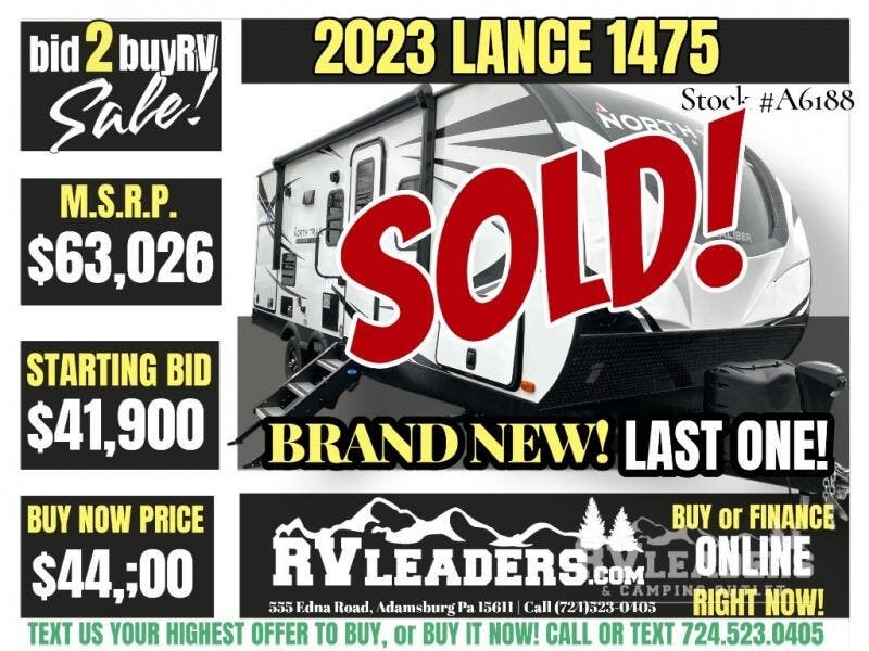 New 2023 Lance Lance Travel Trailers 1475 available in Adamsburg, Pennsylvania