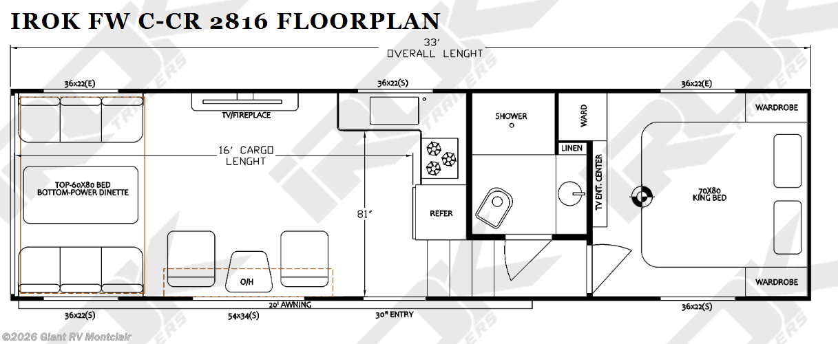 New 2027 Irok Trailers  FW C-CR LINE IROK FW C-CR 2816 available in Montclair, California