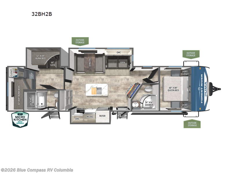 New 2027 Forest River Puma 32BH2B available in Lexington, South Carolina