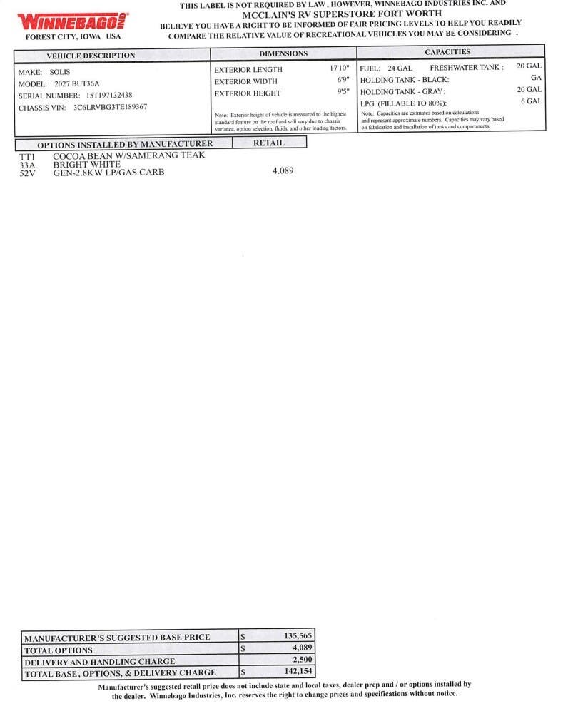 New 2027 Winnebago Solis Pocket 36A available in Fort Worth, Texas
