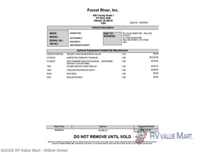 New 2026 Forest River Surveyor Legend 252RBLE available in Willow Street, Pennsylvania