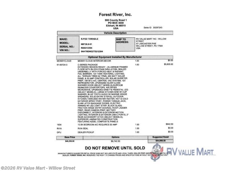 New 2026 Forest River No Boundaries NB20.8 available in Willow Street, Pennsylvania