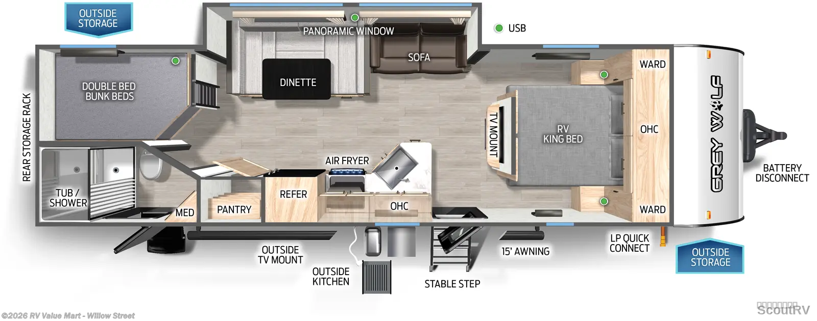 New 2027 Forest River Cherokee Grey Wolf 26DBH available in Willow Street, Pennsylvania