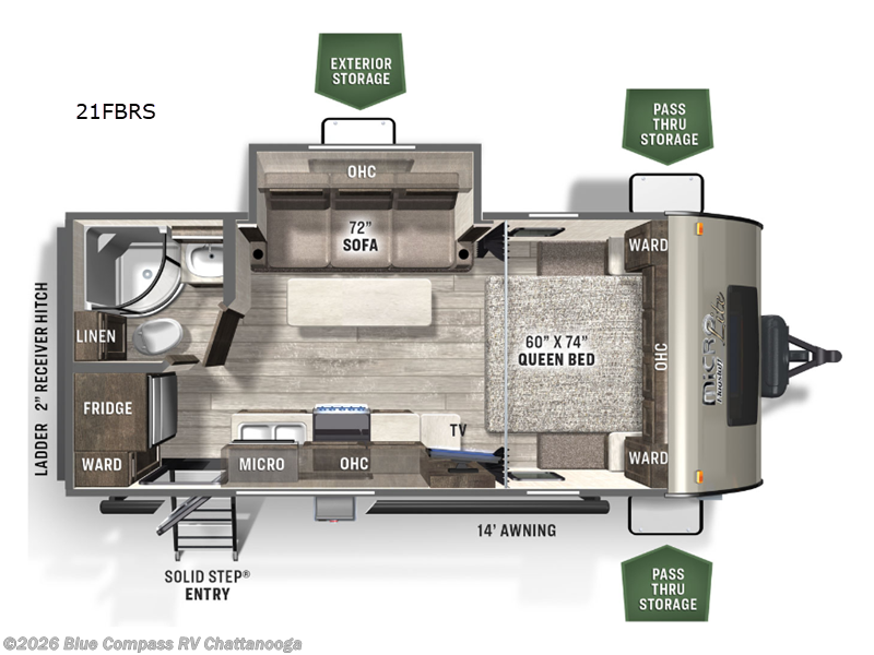 Used 2023 Forest River Flagstaff Micro Lite 21FBRS available in Ringgold, Georgia