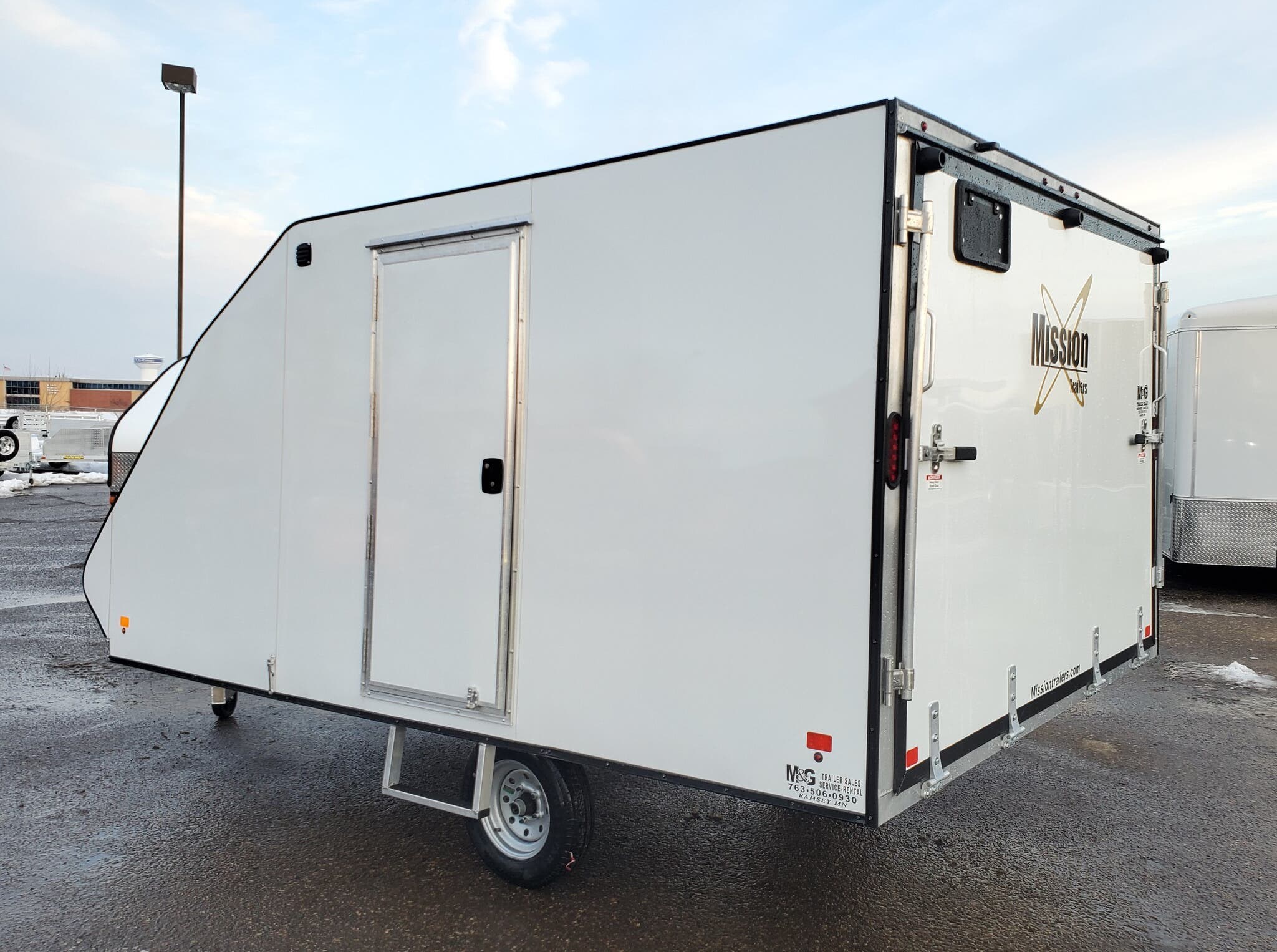Snowmobile 2020 Mission Trailers 8.5x12 Low Pro Enclosed Snowmobile Trailer White TrailersUSA