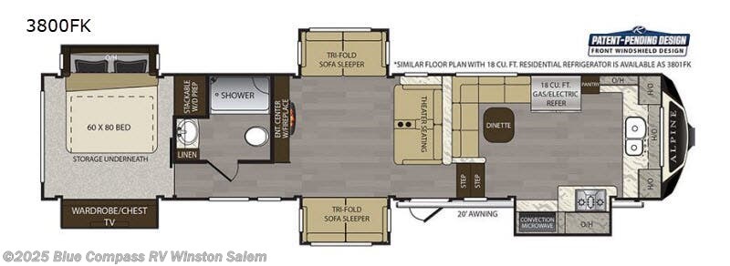 Used 2019 Keystone Alpine 3800FK available in Rural Hall, North Carolina