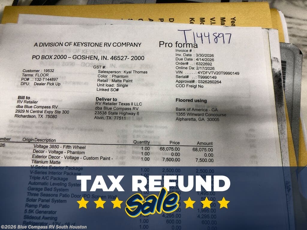 New 2026 Dutchmen Voltage V-Series 3850 available in Alvin, Texas