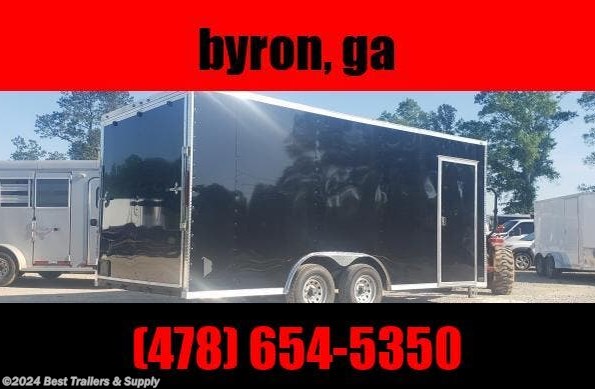2023 Alfa 8.5x18 black cargo carhauler trailer enclosed available in Byron, GA