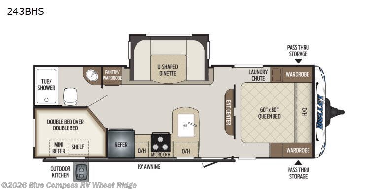 Used 2019  Keystone Bullet 243BHS by Keystone from Blue Compass RV Wheat Ridge in Wheat Ridge, CO