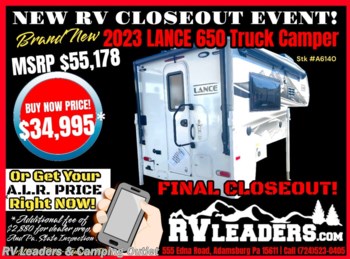 New 2023 Lance  Lance Truck Campers 650 available in Adamsburg, Pennsylvania
