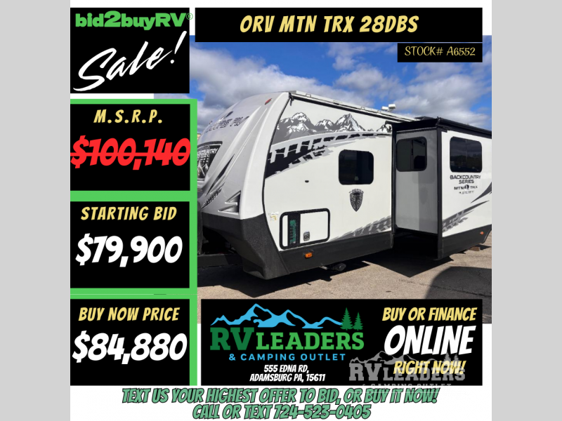 New 2026 Outdoors RV Back Country Series MTN TRX Titanium Series 28DBS available in Adamsburg, Pennsylvania