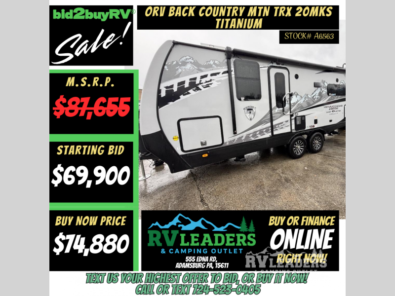 New 2026 Outdoors RV Back Country Series MTN TRX Titanium Series 20MKS available in Adamsburg, Pennsylvania