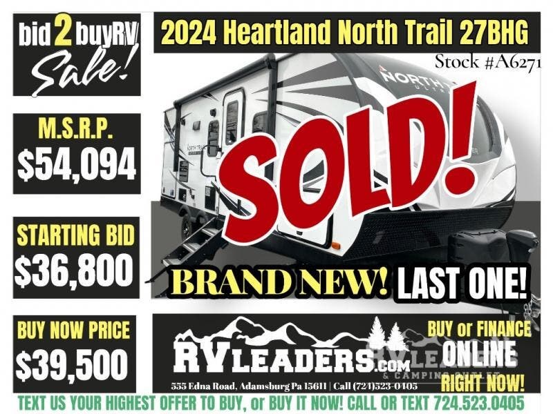 New 2024 Heartland North Trail 27BHG available in Adamsburg, Pennsylvania