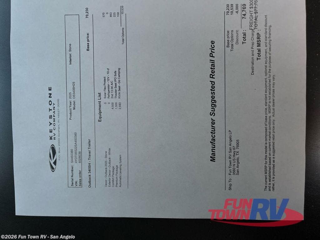 New 2025 Keystone Outback 340BH available in San Angelo, Texas