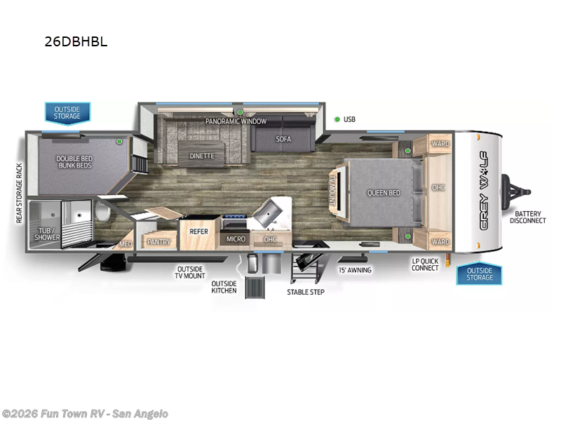 Used 2024 Forest River Cherokee Grey Wolf Black Label 26DBHBL available in San Angelo, Texas