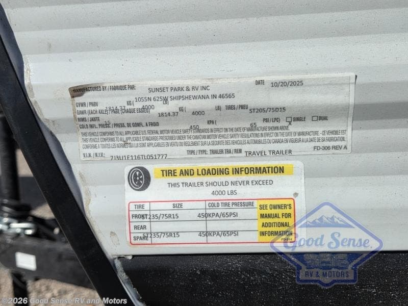 New 2026 Sunset Park RV Sun Lite LTD 19RB available in Albuquerque, New Mexico