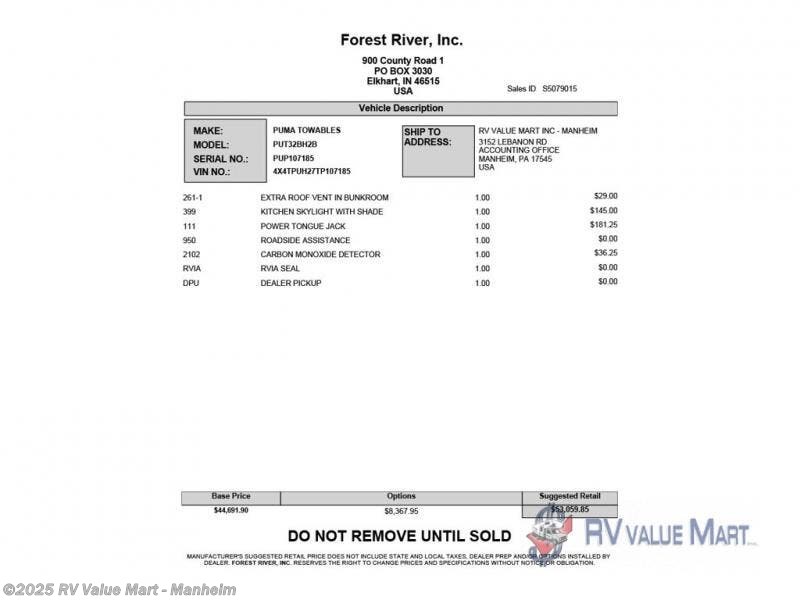 New 2026 Forest River Puma 32BH2B available in Manheim, Pennsylvania
