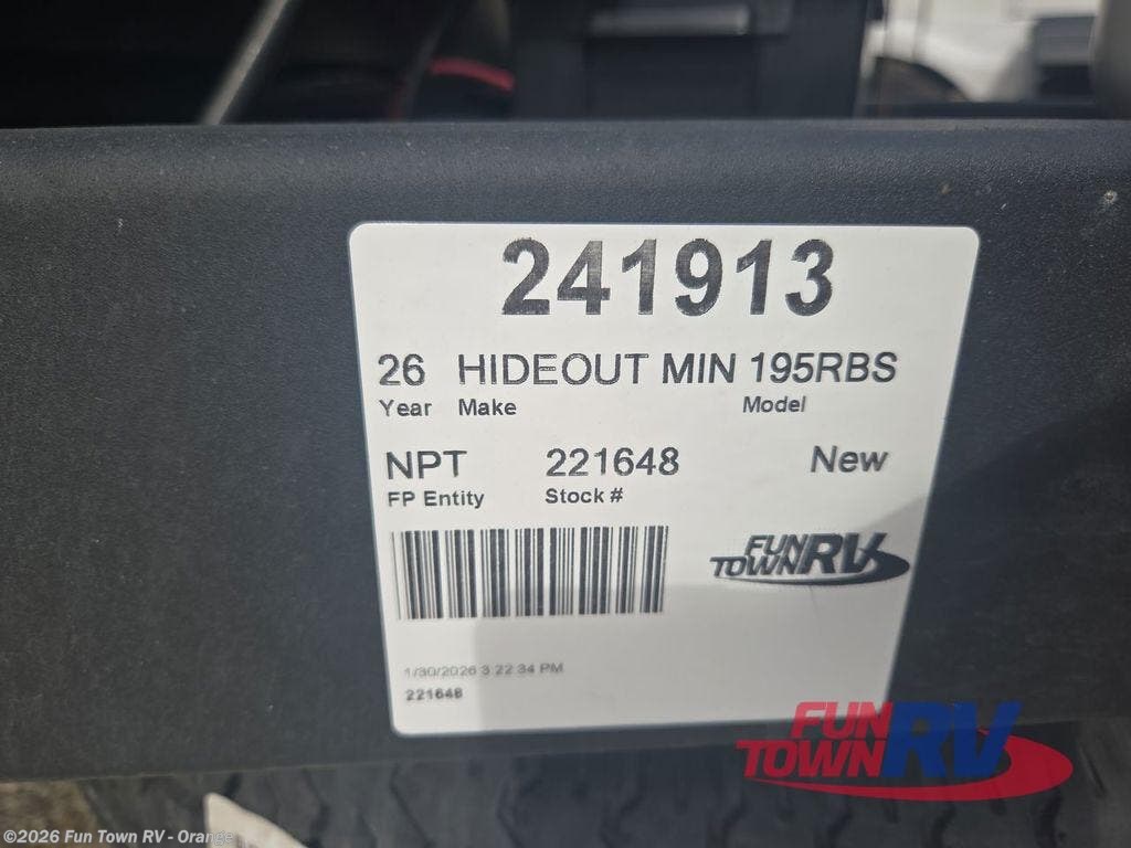 New 2026 Keystone Hideout Mini 195RBS available in Orange, Texas