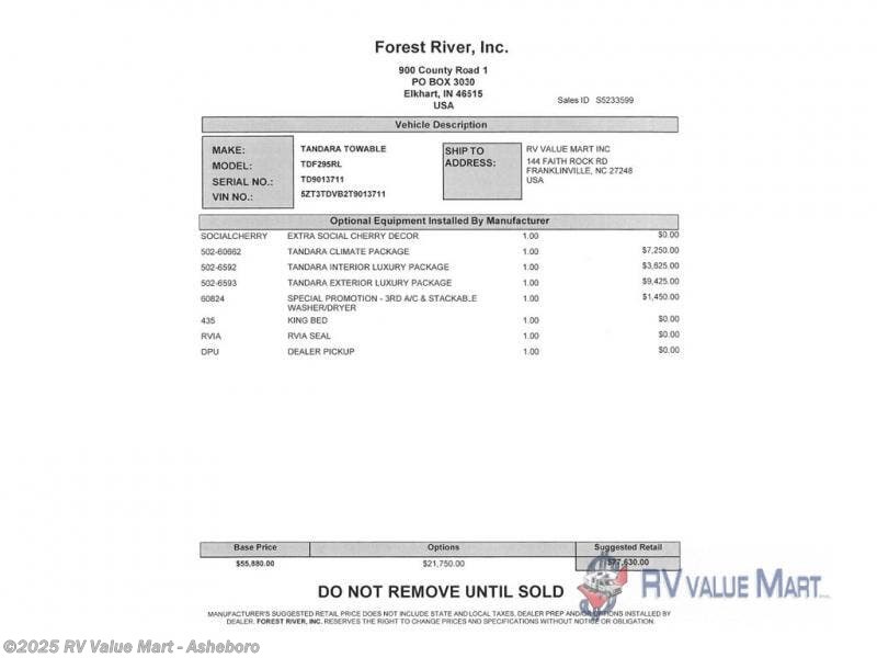 New 2026 East to West Tandara 295RL available in Franklinville, North Carolina