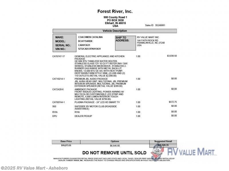 New 2026 Coachmen Catalina Summit Series 7 154RBX available in Franklinville, North Carolina