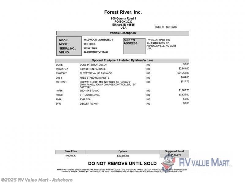 New 2026 Forest River Wildwood Heritage Glen 369BL available in Franklinville, North Carolina