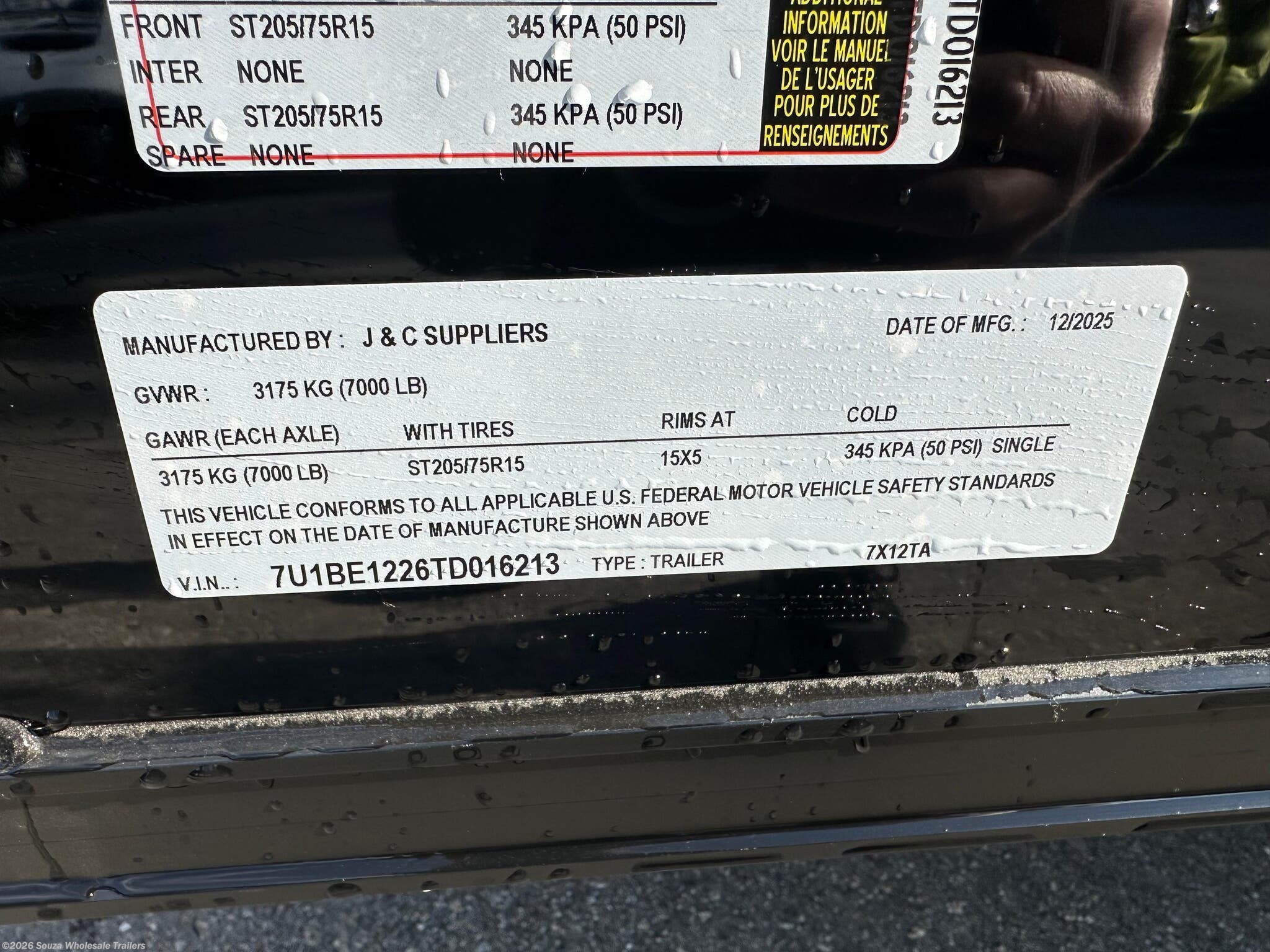 New 2026 J&C Cargo  7X12TA ENCLOSED CARGO TRAILER – BLACK W/ Base available in Canterbury, Connecticut