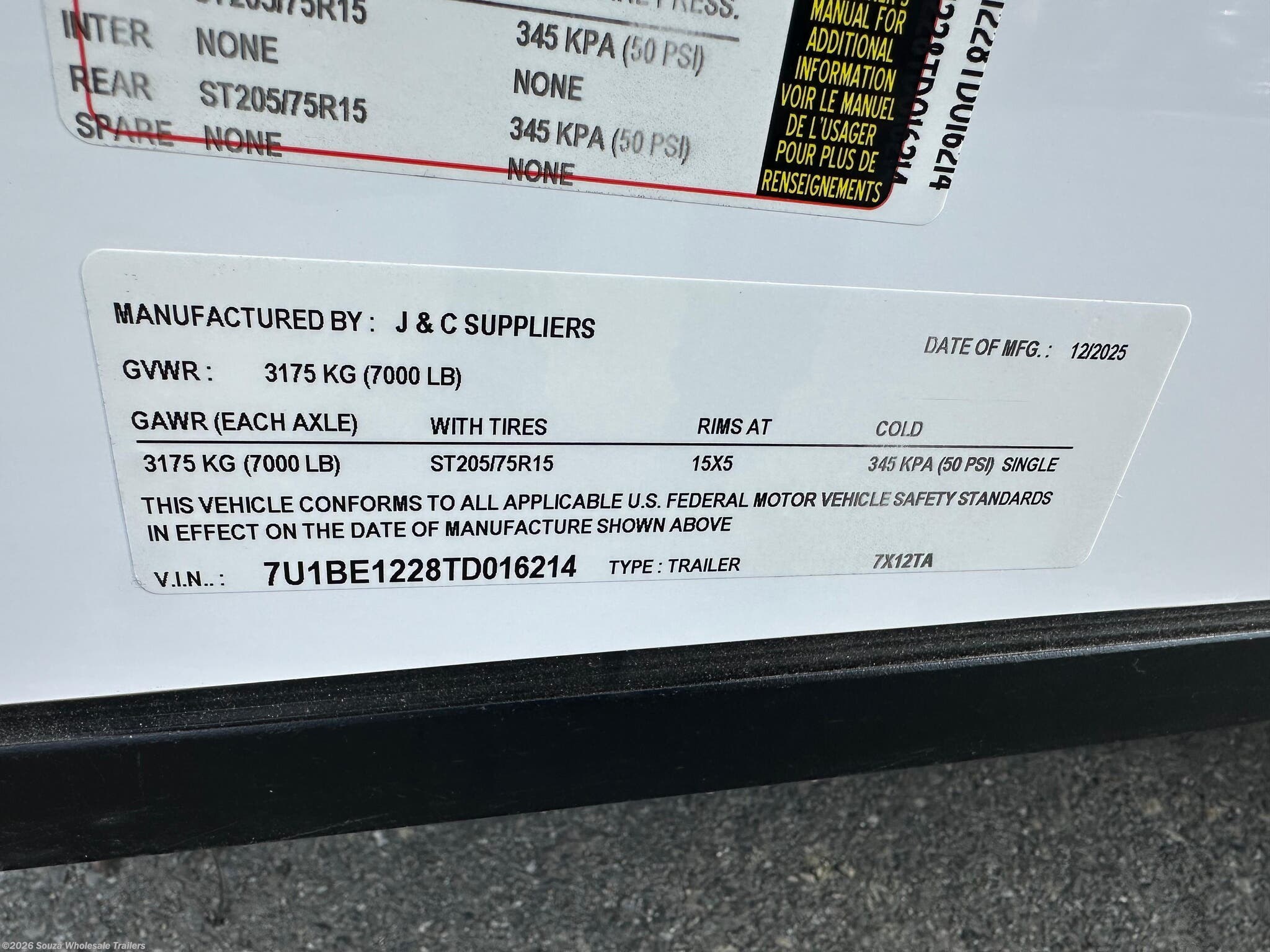 New 2026 J&C Cargo  7X12TA ENCLOSED CARGO TRAILER – WHITE Base available in Canterbury, Connecticut