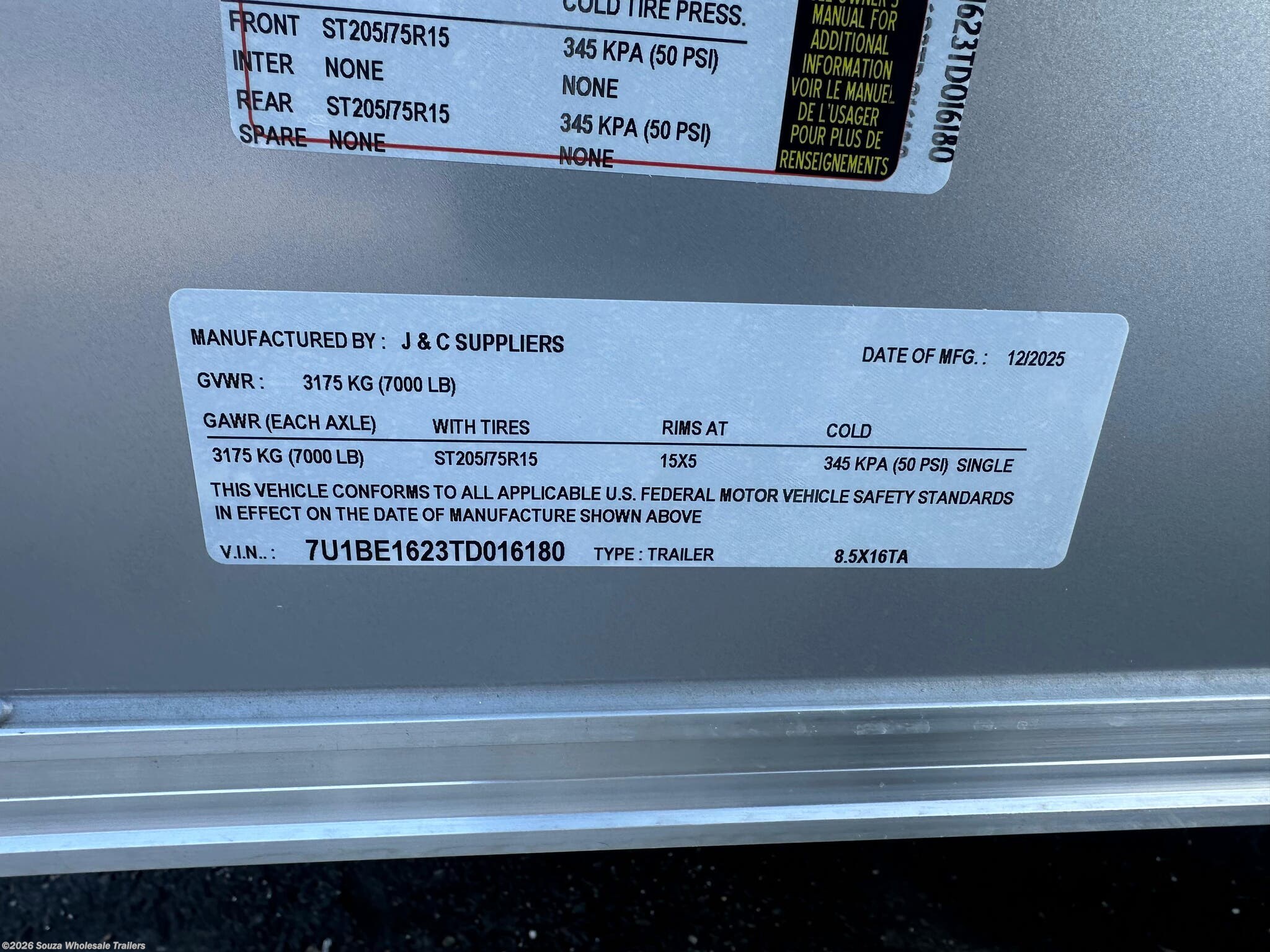 New 2026 J&C Cargo  8.5X16TA W/ POLYCORE 7' INTERIOR HIGHT Base available in Canterbury, Connecticut