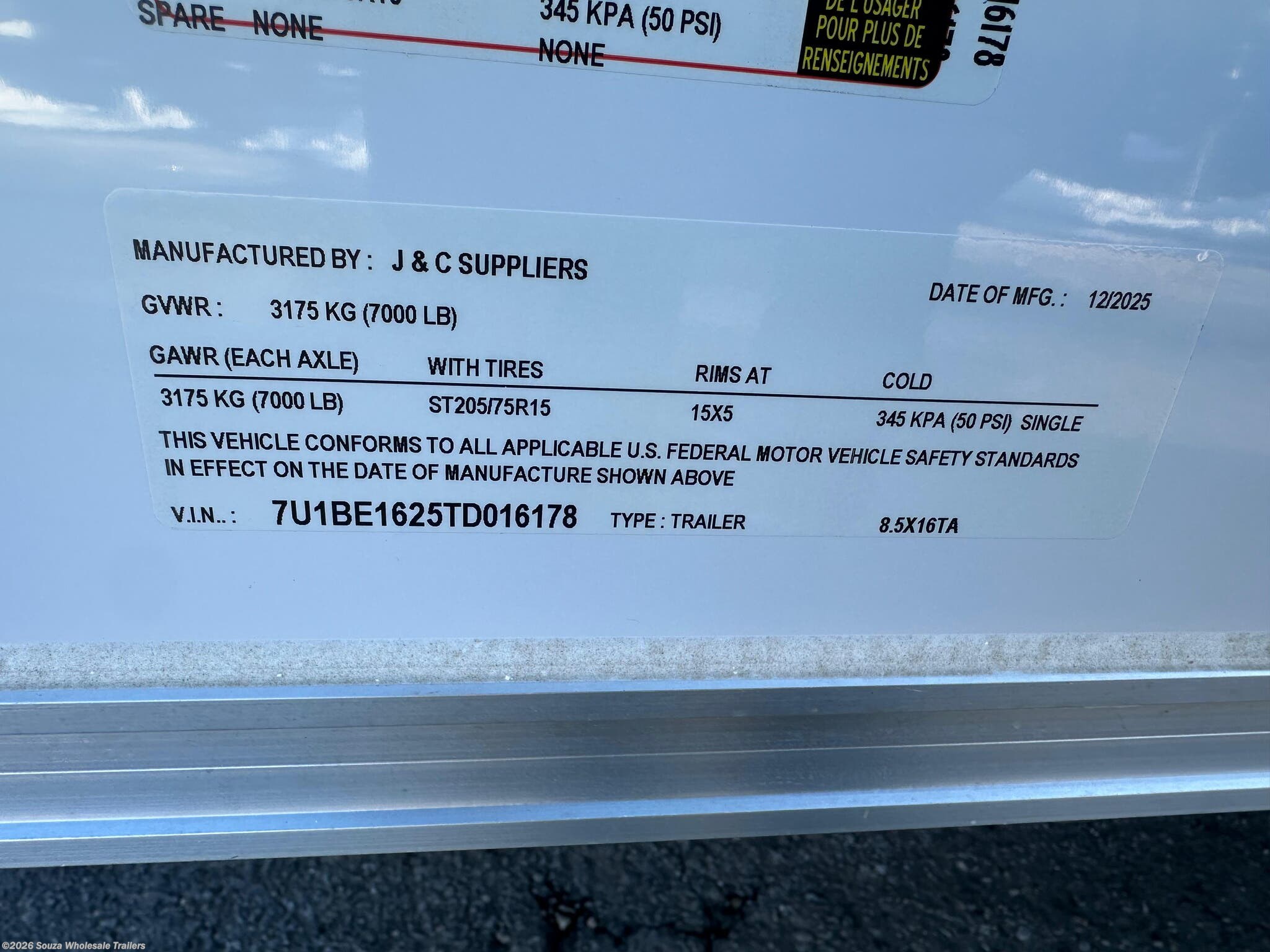 New 2026 J&C Cargo  8.5X16TA W/ POLYCORE 7' INTERIOR HIGHT Base available in Canterbury, Connecticut