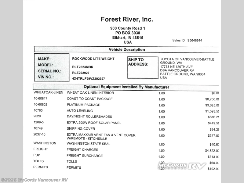 New 2027 Forest River Rockwood Ultra Lite 2623MBR available in Battle Ground, Washington