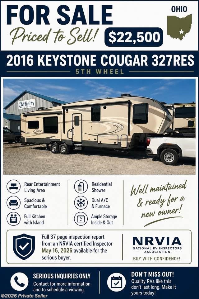 Used 2016 Keystone Cougar 327RES available in Macedonia, Ohio