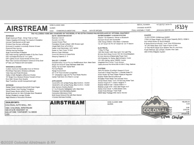 New 2026 Airstream Classic 30RBQ Queen available in Millstone Township, New Jersey